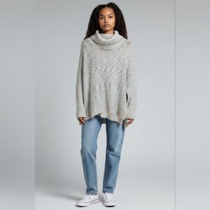 Lush Gray Knit Oversized Cowl Neck Sweater